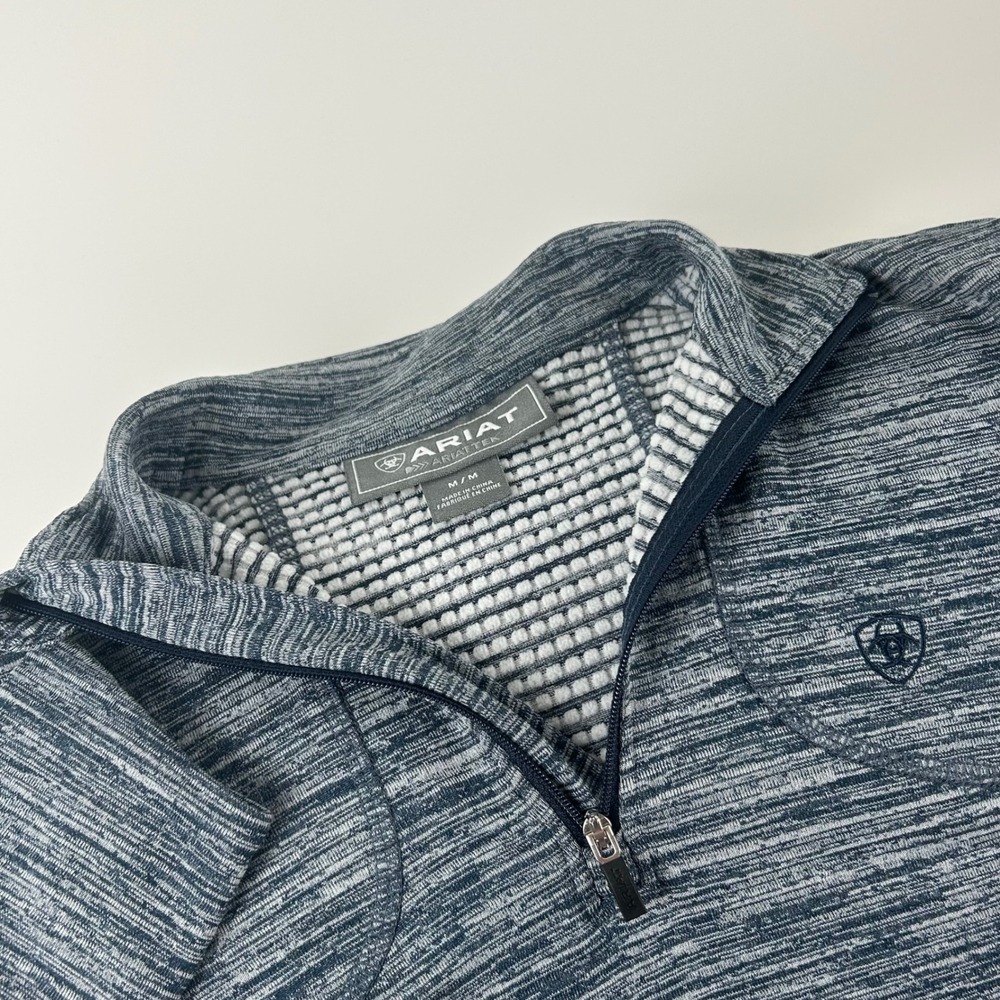 Ariat WMNS M AriatTek 1/4 Zip Pullover Heather Blue Space Dye Grid Fleece